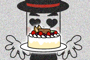 結婚相談所　ケーキをイメージするミッキー岡田