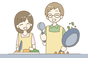 結婚相談所 仲良く料理を楽しむ夫婦