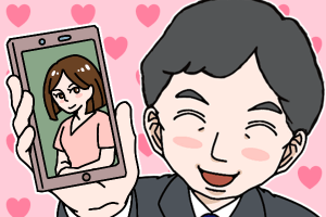 結婚相談所 交際する40代女性の写真を見せる40代婚活男性Aさん